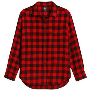 GAP Red Buffalo Plaid Flannel Oversized Shirt - Size Small Tall